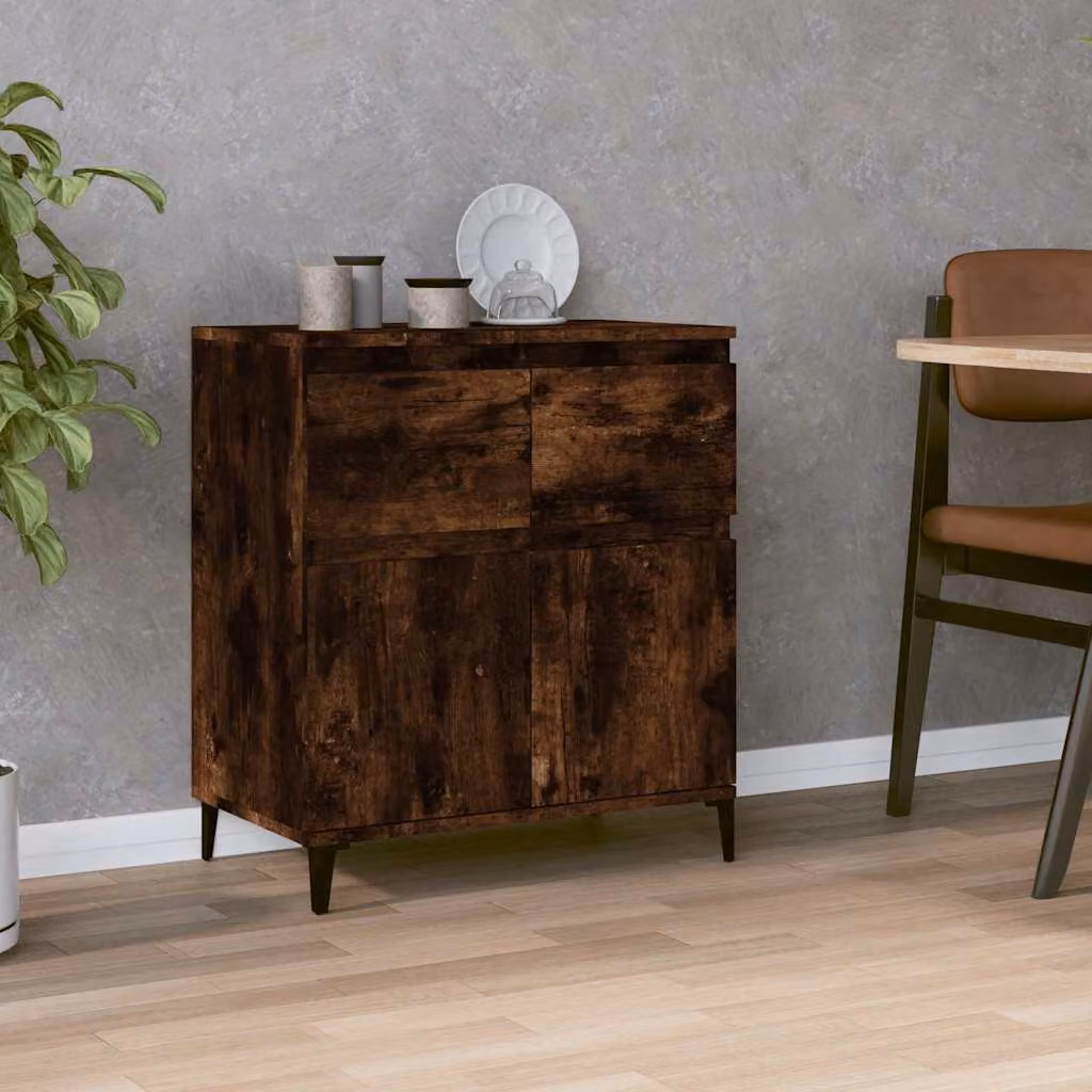 Credenza moderna vidaXL in legno multistrato e metallo, colore marrone, L 60 cm x P 35 cm x H 70 cm