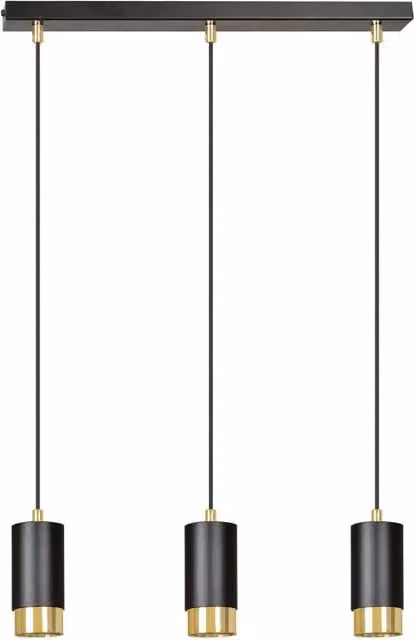 Lampadario a soffitto moderno Luceart-Classic con 3 luci a cilindro in acciaio nero e oro – 1