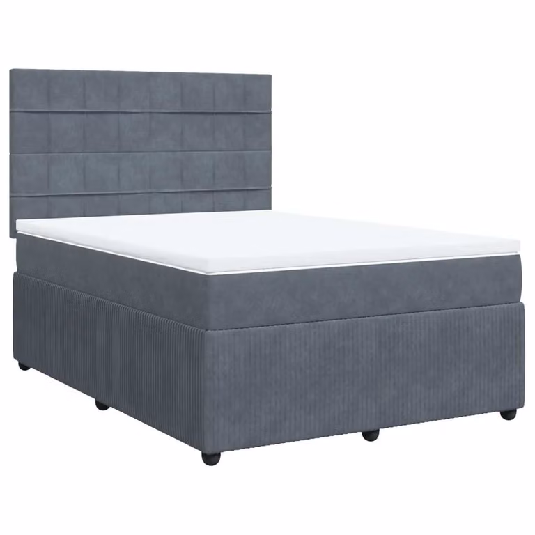 Giroletto a Molle con Materasso Grigio Scuro 140x190 cm Velluto