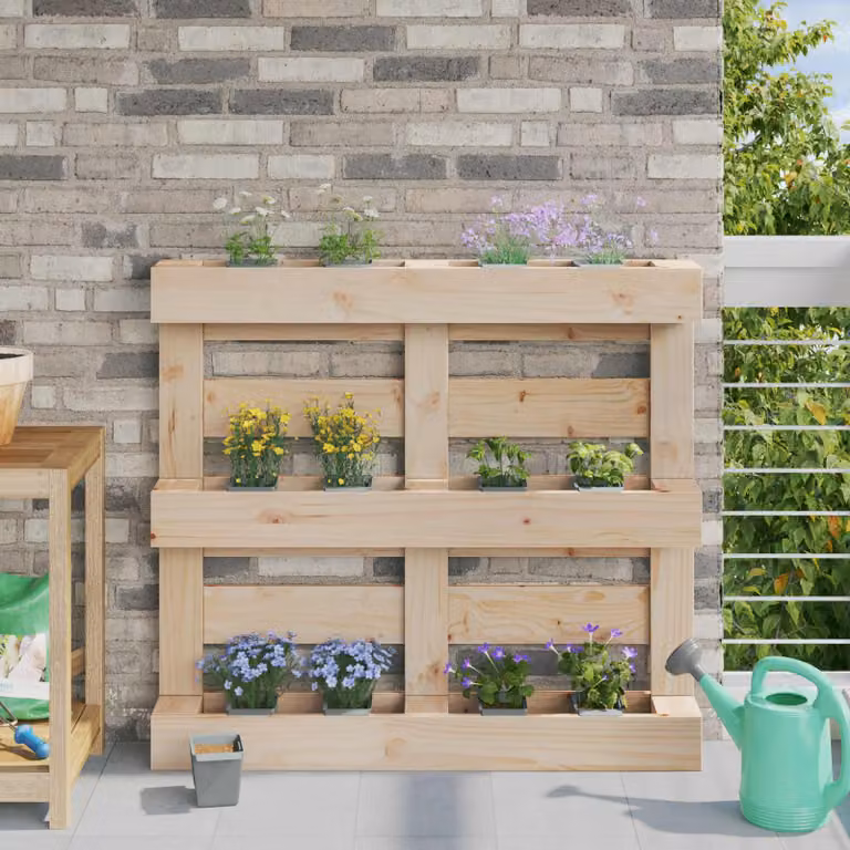 Set di 12 fioriere per Euro pallet vidaXL in plastica, Grigio Chiaro e Beige, L/P/H: 14 x 9 x 9,5 cm