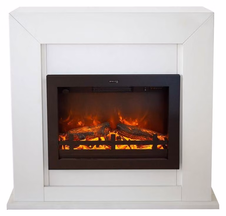 Caminetto elettrico Xaralyn - Adra EFL-MDW - legno bianco - 1500 Watt di riscaldamento - con telecomando - caminetto da incasso incluso - caminetto decorativo