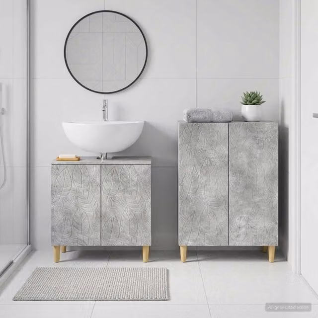 Set di mobili da bagno moderno vidaXL composto da mobile lavabo e mobile contenitore, colore grigio, L/P/H: 80,0 x 29,08 x 59,5 cm