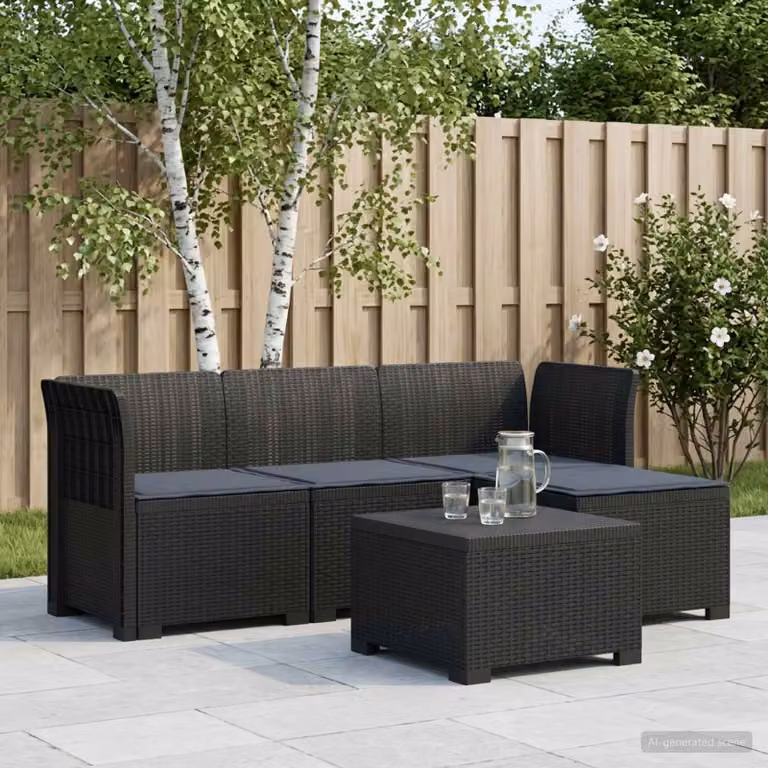 vidaXL Divano da giardino angolare a L con cuscini, colore grigio antracite, design moderno in effetto rattan resistente alle intemperie