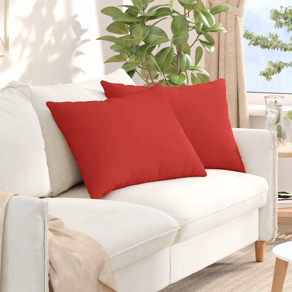 Set di 2 cuscini da divano vidaXL in tessuto rosso con fodera rimovibile, L 70 cm x P 50 cm