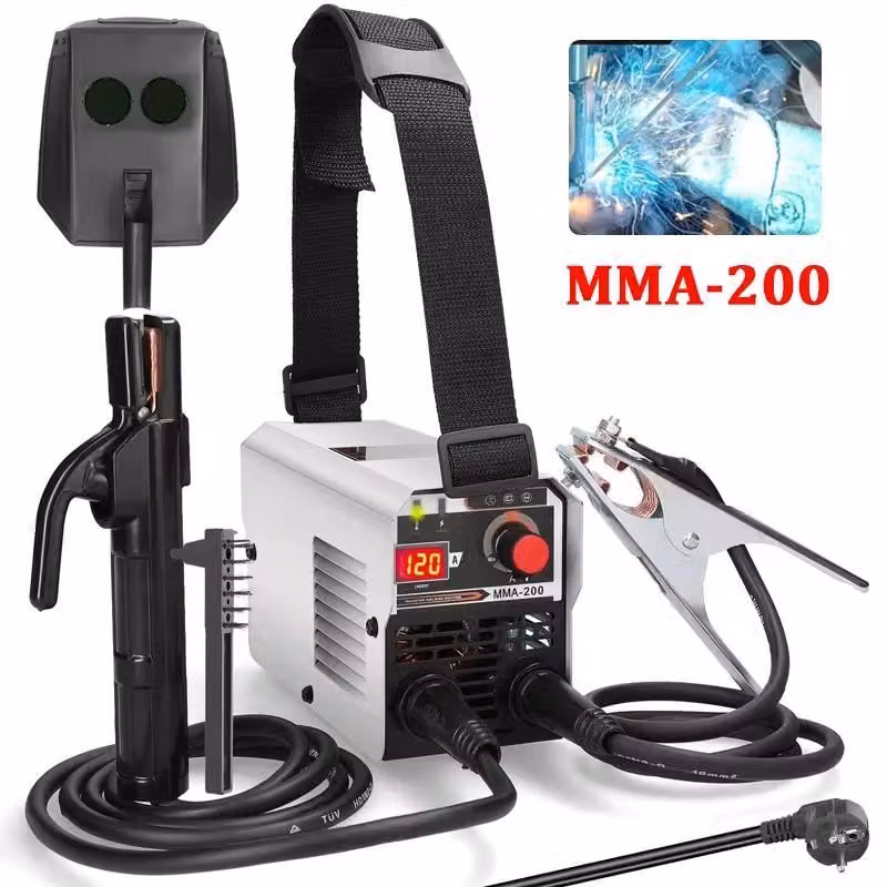 Saldatrice portatile - MMA-200 DC, saldatrice ad arco inverter - tecnologia IGBT - alimentazione automatica del filo - saldatura senza gas e con gas protettivo