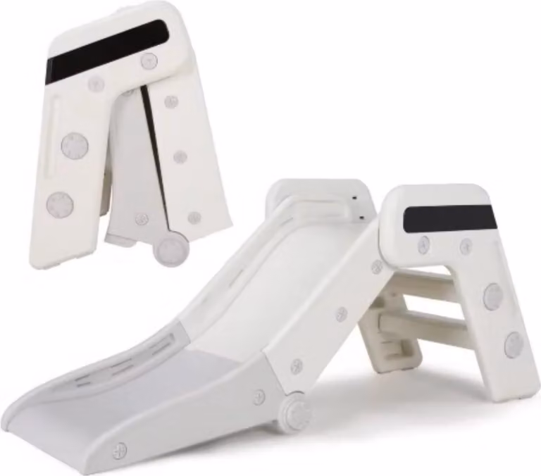 Scivolo pieghevole per bambini – Interno ed esterno – Per bambini piccoli da 1 a 3 anni – Bianco e grigio