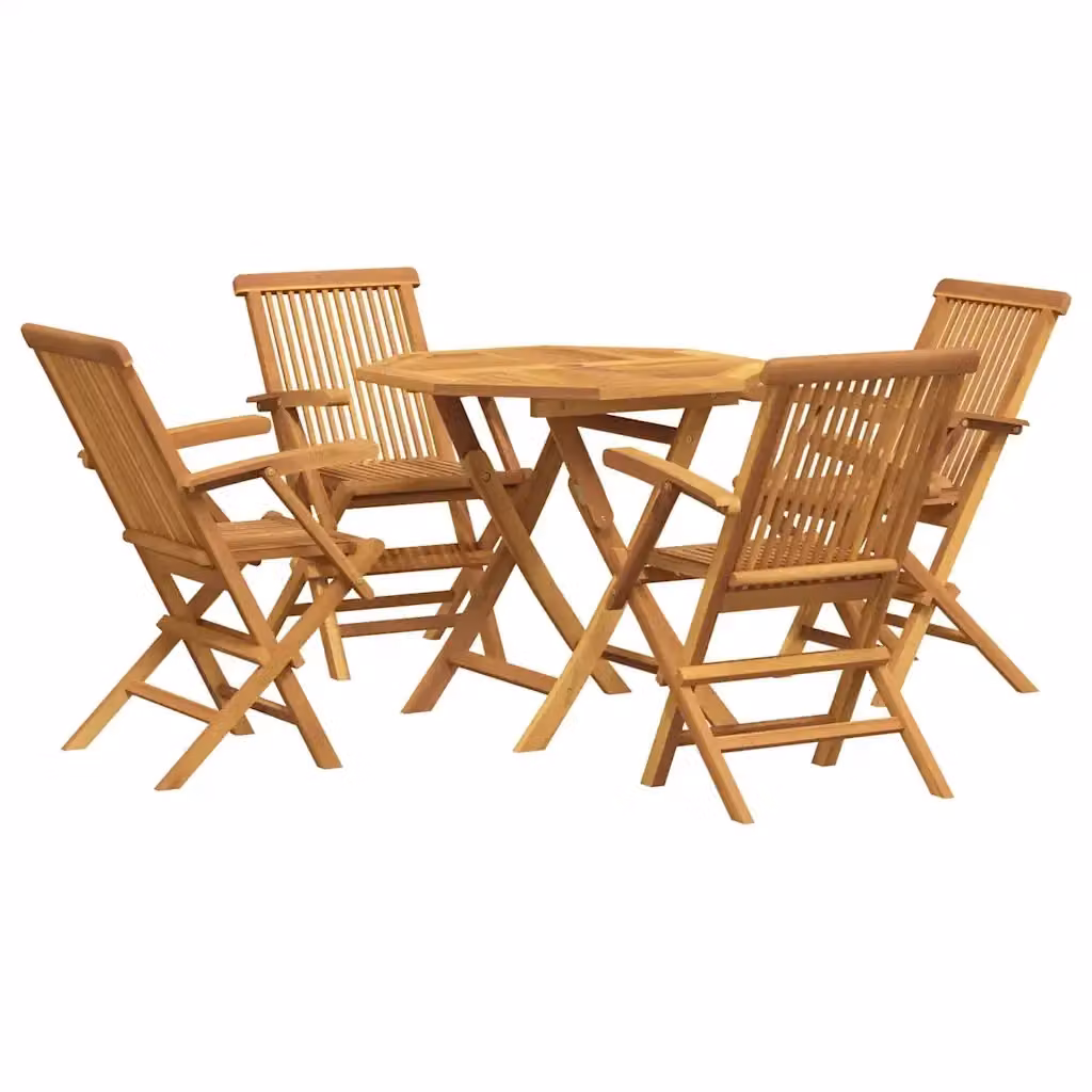 vidaXL Set da Pranzo da Giardino 5 pz in Legno di Teak e Acacia Marrone – 2