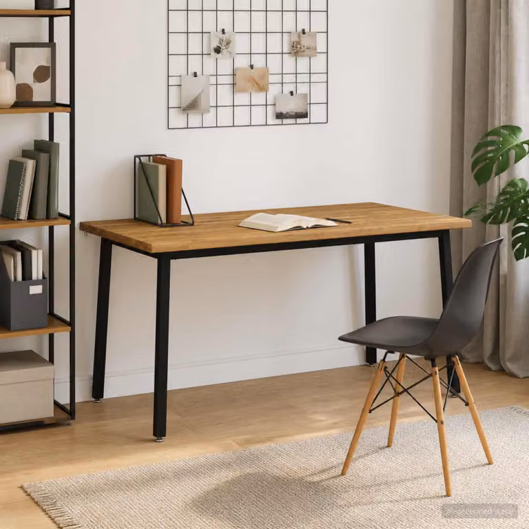 vidaXL Tavolo da pranzo rettangolare moderno in legno di acacia con bordo vivo L: 160 cm, P: 90 cm, H: 75 cm