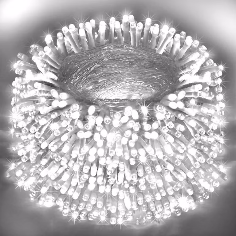 Catena luminosa a LED con 1200 luci, lunghezza di 392 piedi, luce bianca fredda, 8 modalità, timer, impermeabile
