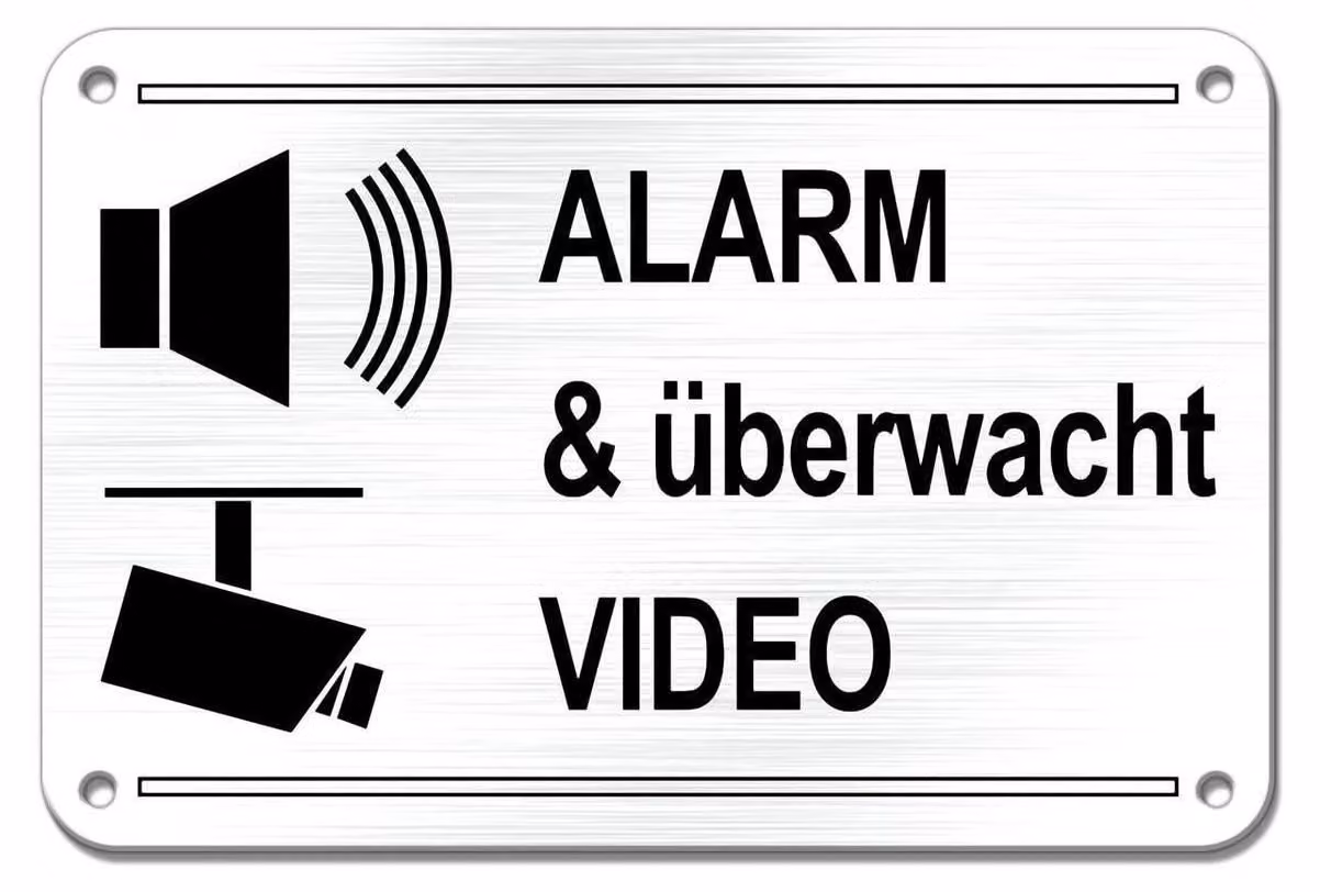 Segnaletica di sicurezza: "Videosorveglianza", alluminio, 15x10 cm, autoadesiva