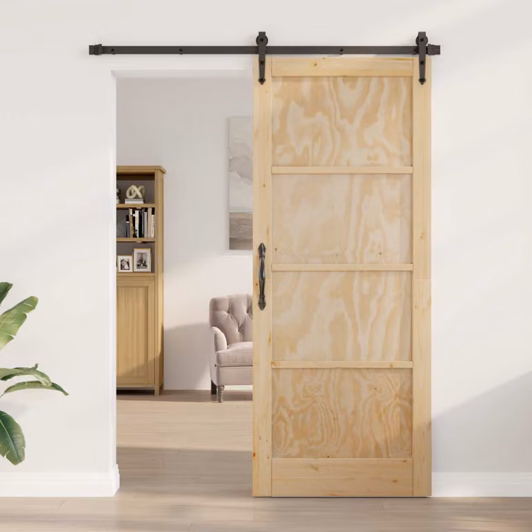 Porta interna scorrevole vidaXL in legno stile rustico, colori marrone e beige, L: 86 cm, H: 211 cm