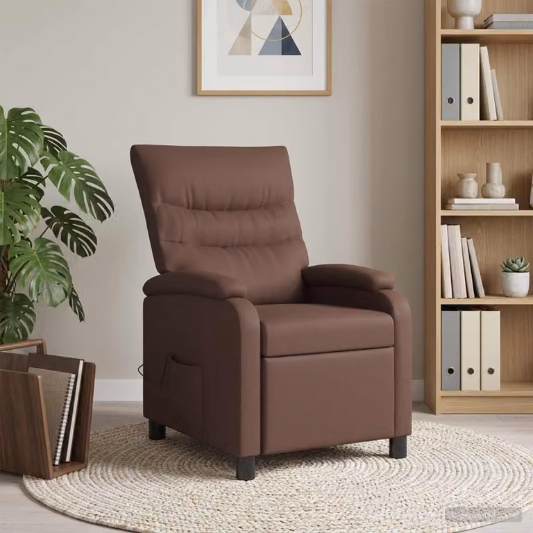 vidaXL Poltrona Relax Recliner in Similpelle Marrone con Braccioli e Imbottitura in Schiuma