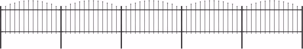 Recinzione da Giardino con Punta a Lancia in Acciaio 892,5x150 cm Nero