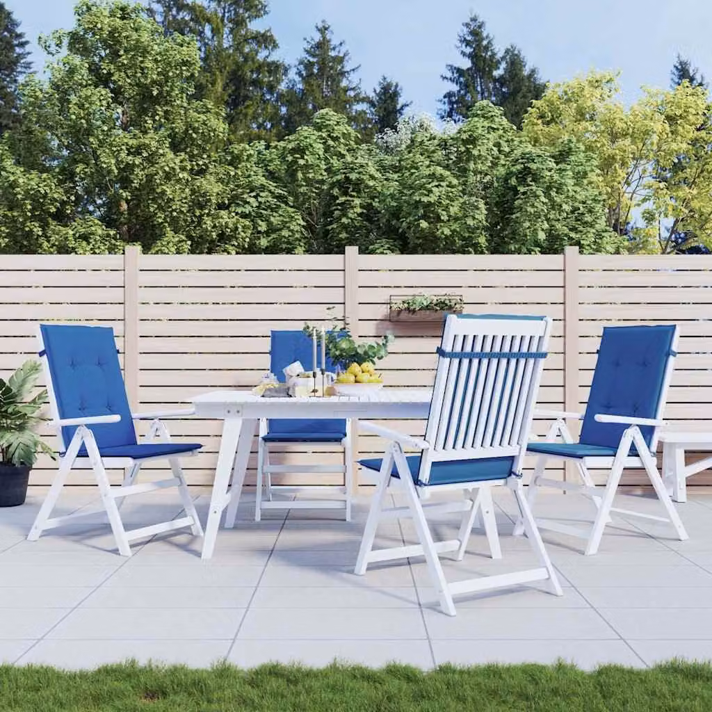 Set di 4 cuscini per sedie vidaXL in tessuto blu, impermeabili e resistenti ai raggi UV, L 120 cm x P 50 cm x H 3 cm