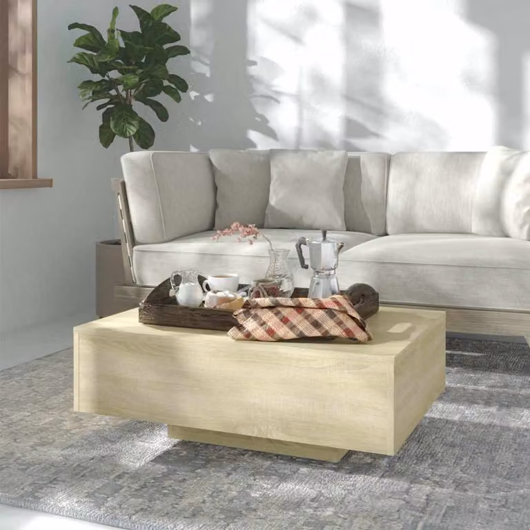 Tavolino da salotto moderno vidaXL in legno color rovere, L 85 cm x P 55 cm x H 31 cm