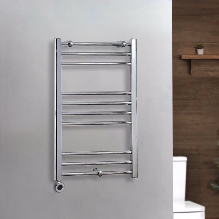 Scaldasalviette Elettrico Curvo Cromato Kent ECOSO by Hudson Reed con Elemento Termostatico Wi-Fi L: 800 mm, H: 500 mm