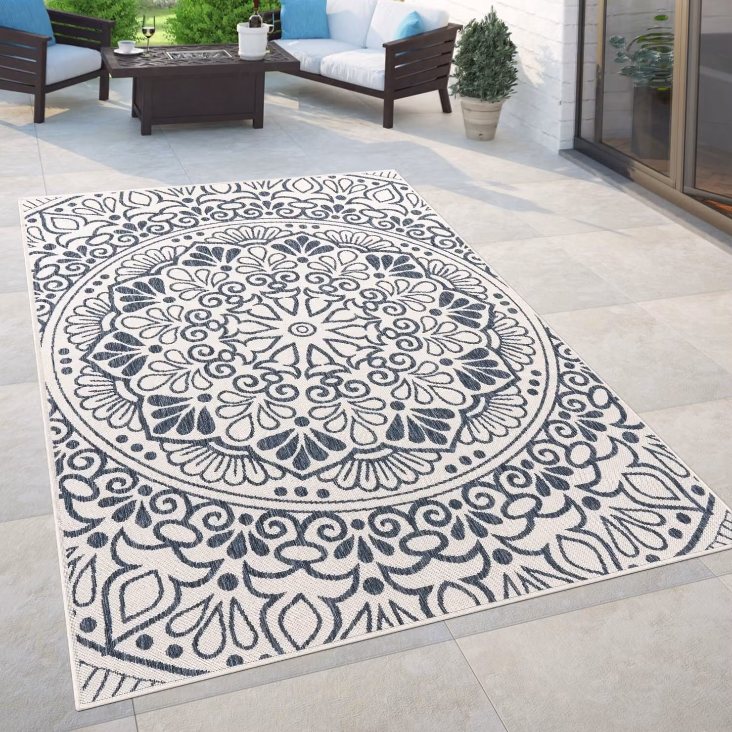 Tappeto Cocoon blu per interni ed esterni L: 200 cm, P: 80 cm – 2