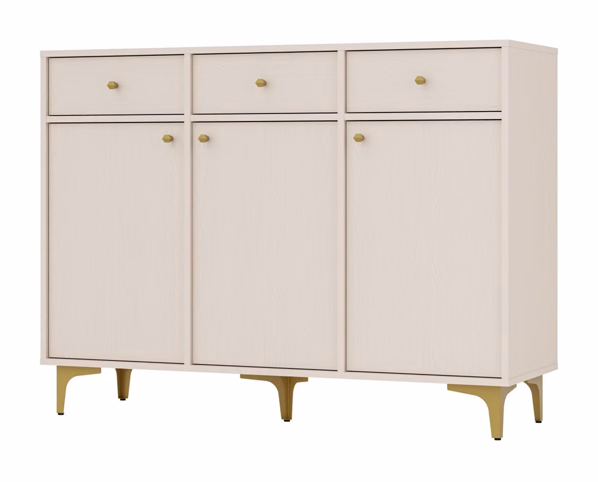 Cassettiera combinata IROS 1 con cassetti e ante - beige / oro