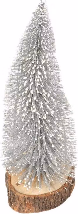 Albero di Natale con illuminazione a LED su tronco di legno, alimentato a batteria, 30 cm