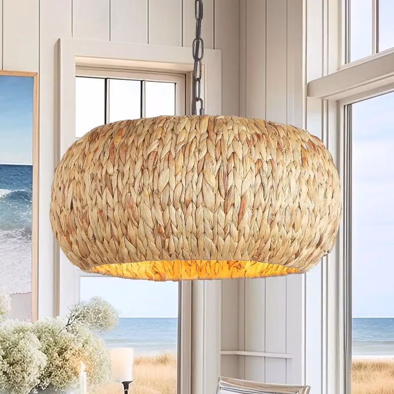 Lampada a sospensione bohémien in alghe marine, 45 cm, a 5 luci
