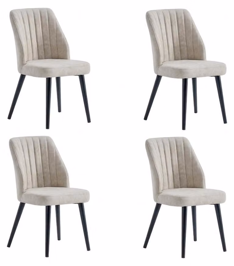 Set di 4 sedie, design moderno, imbottitura in tessuto, colore beige, confortevoli e morbide