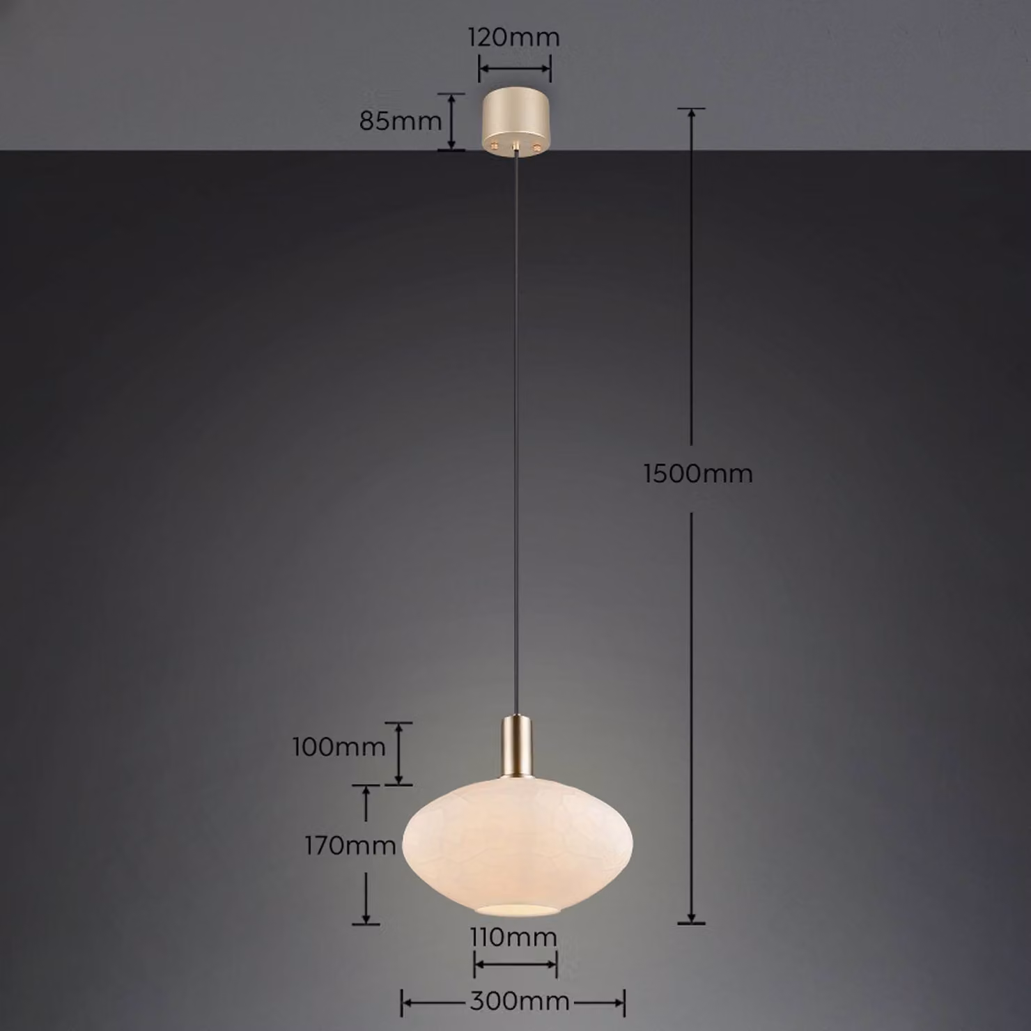 Reality Leuchten Lampada a sospensione Emelie, dimmerabile, Ottone / Oro, Soggiorno / Sala da pranzo, Metallo, Lampada a sospensione