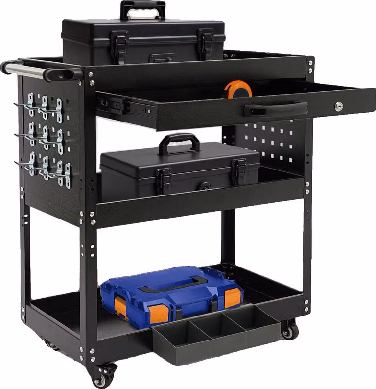 Carrello portautensili mobile, materiale in acciaio, 3 ripiani, portata 250 kg, dimensioni 77,6 x 81 x 35,66 cm, 4 ruote universali
