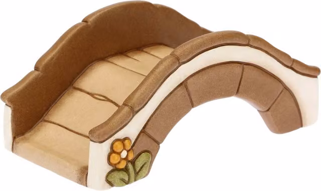 Ponte per fiume per presepe classico Thun in ceramica marrone