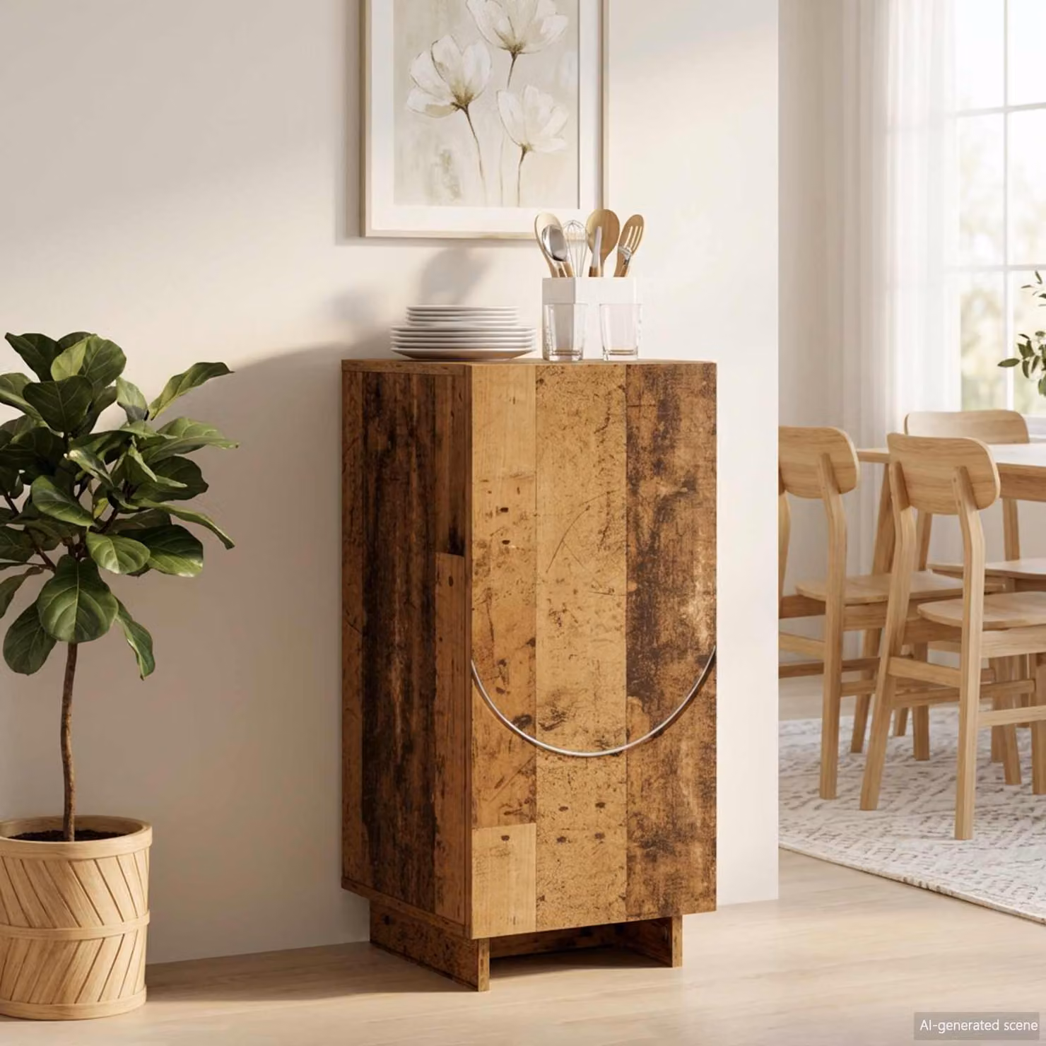 Credenza vidaXL in legno ingegnerizzato color marrone, L: 33,5 cm, P: 34,5 cm, H: 75 cm