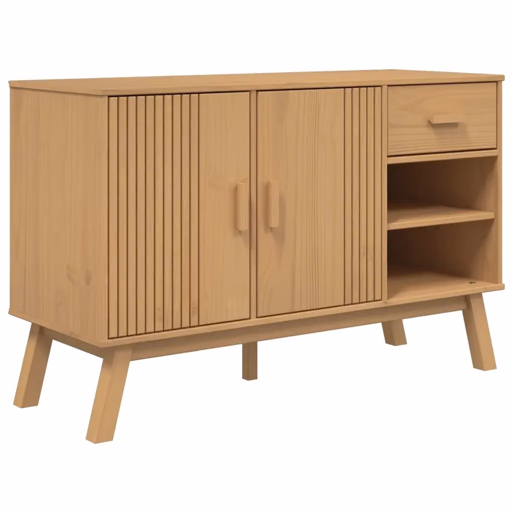 Credenza Buffet Armadio da Cucina OLDEN Design Mania in Legno Massello di Pino Marrone L: 114 cm, P: 43 cm, H: 73,5 cm – 2