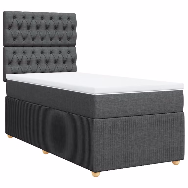 Giroletto a Molle con Materasso Grigio Scuro 80x200 cm Tessuto