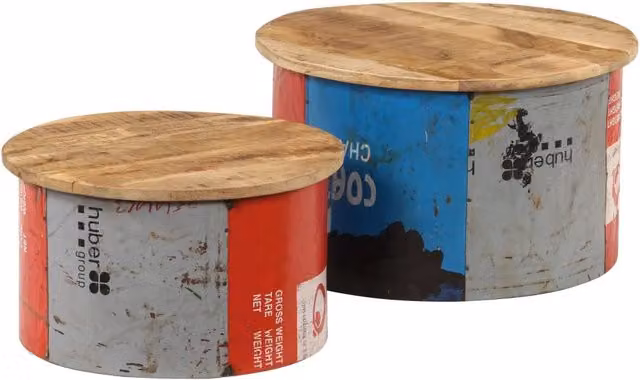 Tavolini da Salotto 2 pz in Legno Massello di Mango 247576