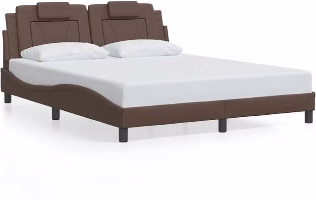 Letto matrimoniale | Letto per adulti | Giroletto Viana senza Materasso Marrone 160x200 cm in Similpelle