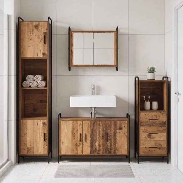 Set di Armadi da Bagno 3 pz Legno antico 40 x 36 x 109,5 cm 3444529