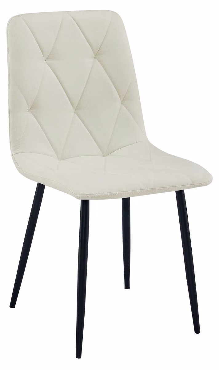 Sedia Libra beige imbottita con gambe in metallo nero
