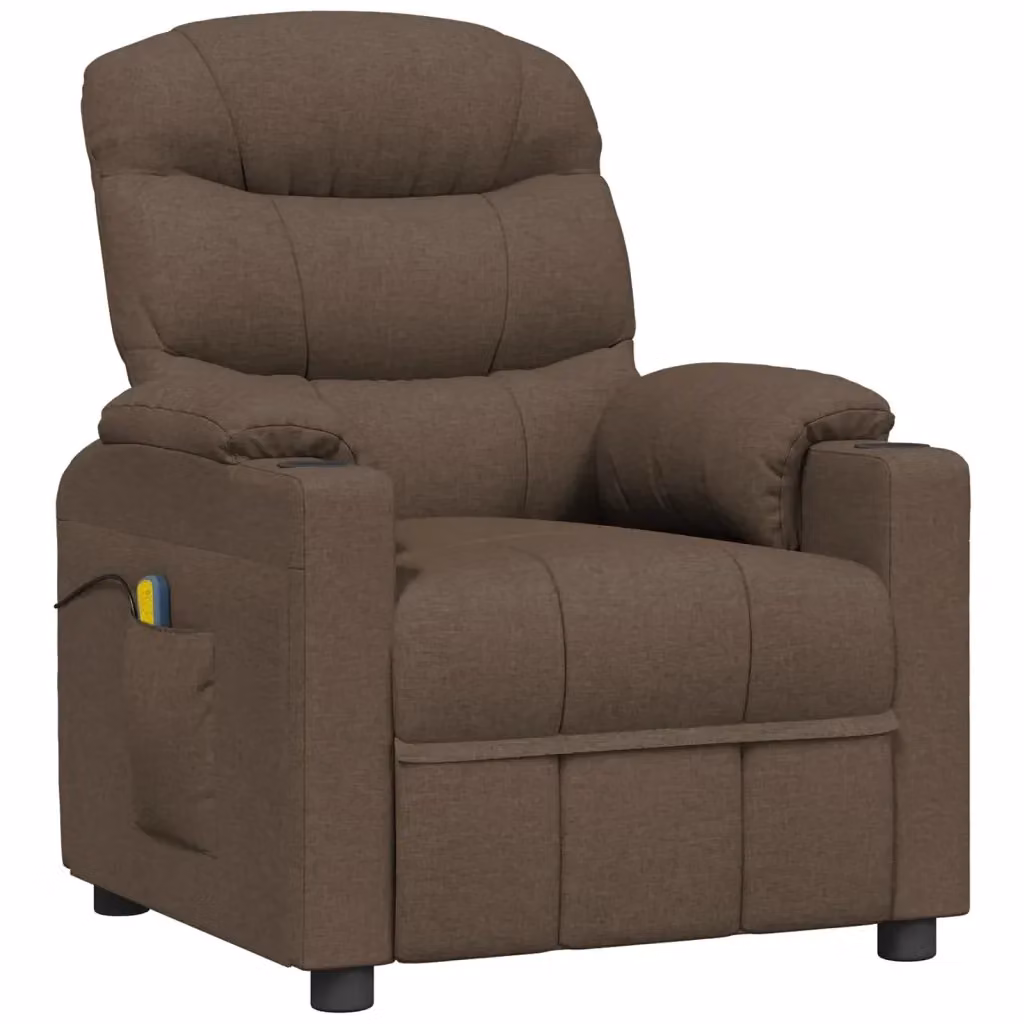 Poltrona relax reclinabile vidaXL in tessuto marrone con braccioli e struttura in legno e metallo – 2