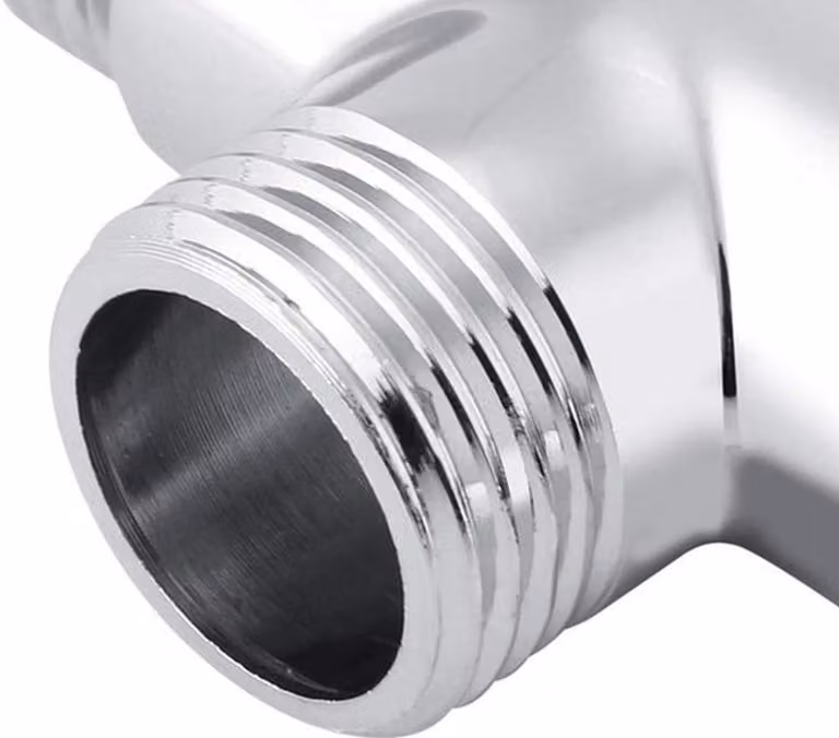 Rubinetto a tre vie per doccia, adattatore a forma di T, raccordo a T da G1/2" per doccia e bidet, finitura cromata