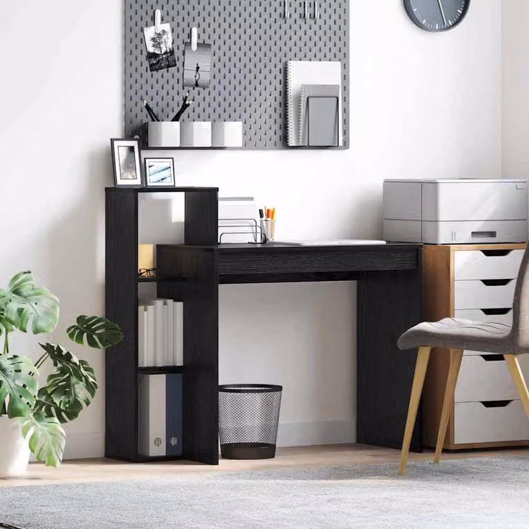 Maison Exclusive - Scrivania, finitura effetto legno nero rovere, realizzata in materiale composito