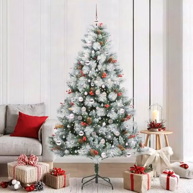 Albero di Natale artificiale Verde e bianco 210 cm 3395190