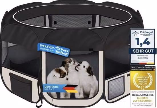 Recinto per animali Pets United XXL per cani, gatti e conigli, resistente alle intemperie, colore Nero e Beige