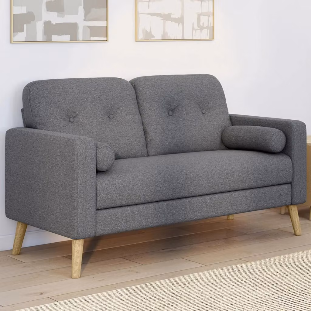 IDMarket - Divano scandinavo Claire a 2 posti in tessuto grigio antracite con cuscini coordinati – 2