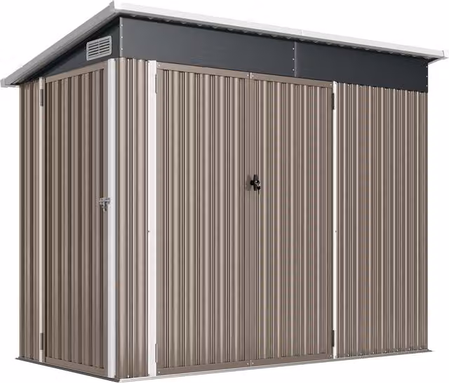 Capanno da giardino Outsunny in acciaio zincato grigio con tetto a spiovente e tripla porta chiudibile a chiave L: 234 cm, P: 132 cm, H: 185 cm