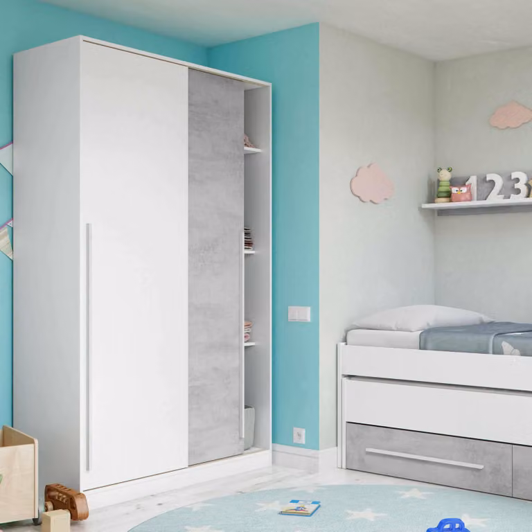 Dmora Guardaroba 2 Ante Aristode 50x200h cm Grigio, Appendiabiti 2 Ante