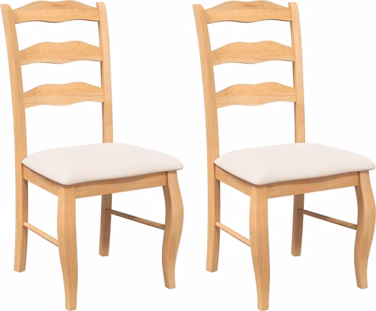 Sedie da Pranzo con Cuscini 2 pz Naturale Legno Massello Hevea