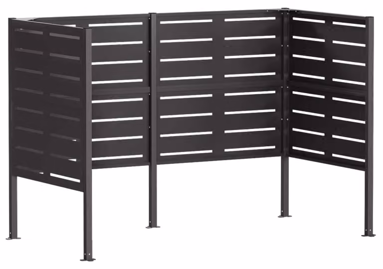 Schermo per bidoni della spazzatura, dimensioni 167 x 85 x 113 cm, acciaio, colore nero