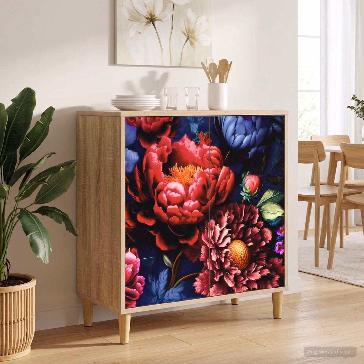 Credenza moderna vidaXL KIEL in legno ingegnerizzato color marrone e multicolore L: 69 cm, P: 33 cm, H: 75 cm