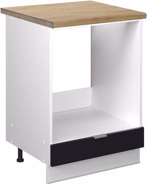 Mobile per forno da incasso Fame-Line PL Rovere Vicco, Nero rigato/Bianco, L: 60 cm