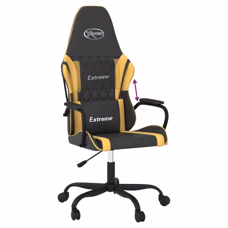 Sedia da Gaming Nera e Oro in Pelle finta