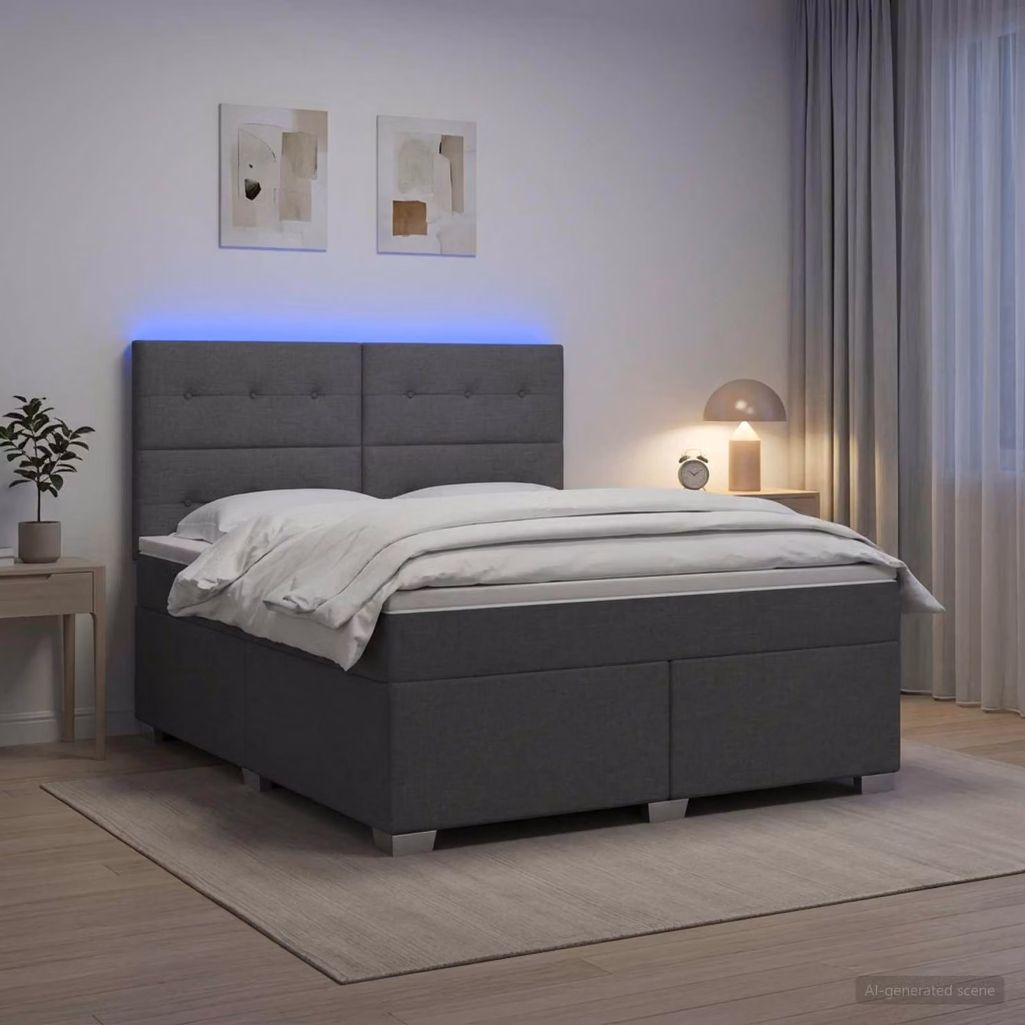 Maison Exclusive - Letto boxspring con materasso grigio scuro 140 x 190 cm Tessuto