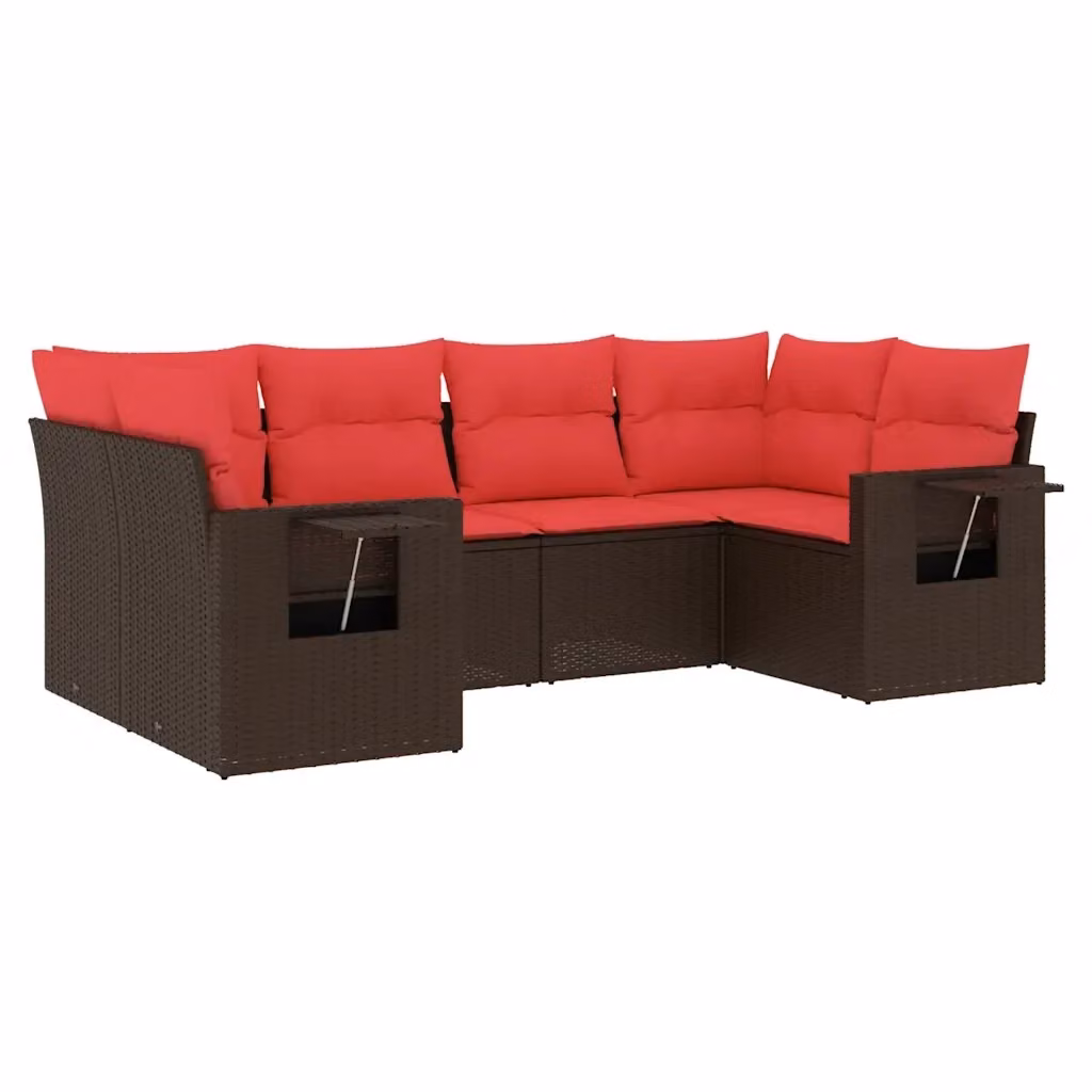 Set di divani da giardino vidaXL in polyrattan marrone con cuscini, composizione a L con elementi angolari e divani a 2 posti – 2
